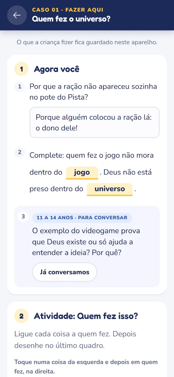 A atividade do Caso 01 sendo respondida no celular